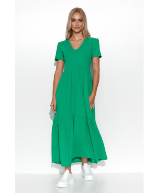 Kleita maxi ar V veida izgriezumu zaļa M549