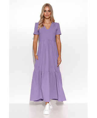 suknele maxi su iskirpte  serek liliowa M549