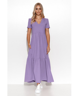 Kleita maxi ar V veida izgriezumu lillā M549