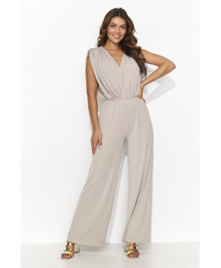 Kombinezons sievietēm ar platām starām gaiši bēšā krāsā NU480