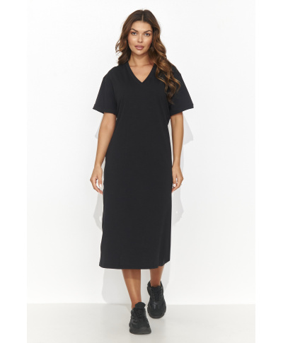 Megzta suknelė iki kelių juoda NU467