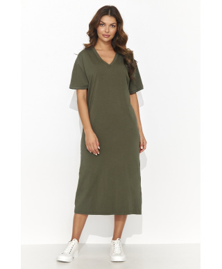 Megzta suknelė iki kelių chaki NU467