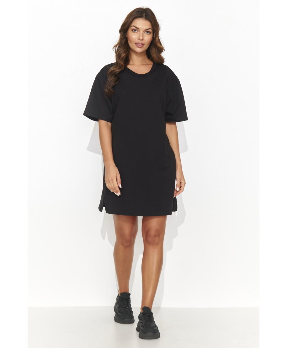 Īsa kokvilnas kleita melna NU474