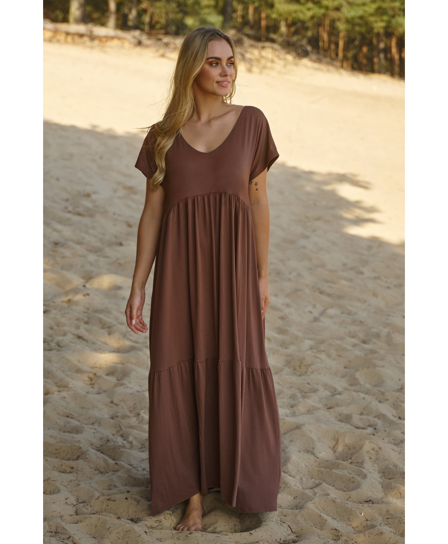 Kleita maxi no viskozes šokolādes M828