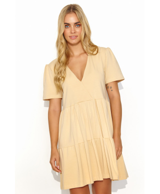 Zwiewna suknele trumpomis rankovemis piaskowa M819