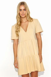 Zwiewna suknele trumpomis rankovemis piaskowa M819