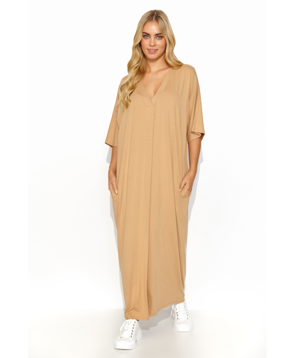 Gara oversize kleita no viskozes smilšu krāsā M820
