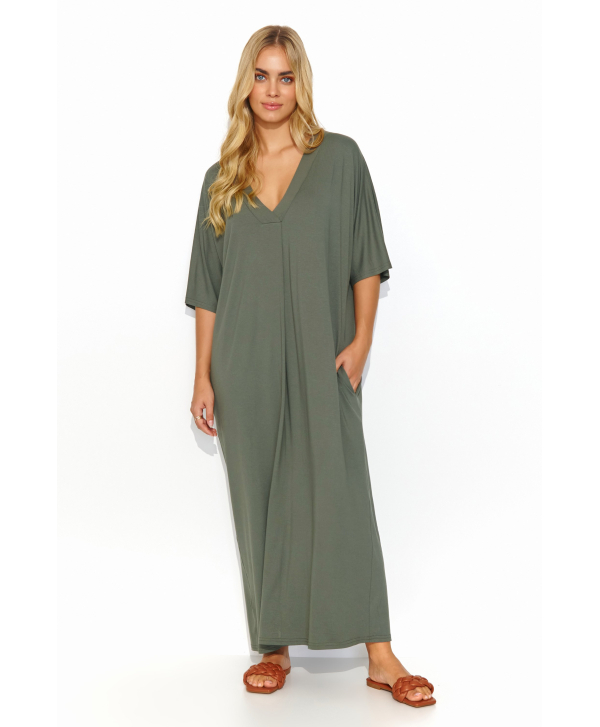 Gara oversize kleita no viskozes haki M820