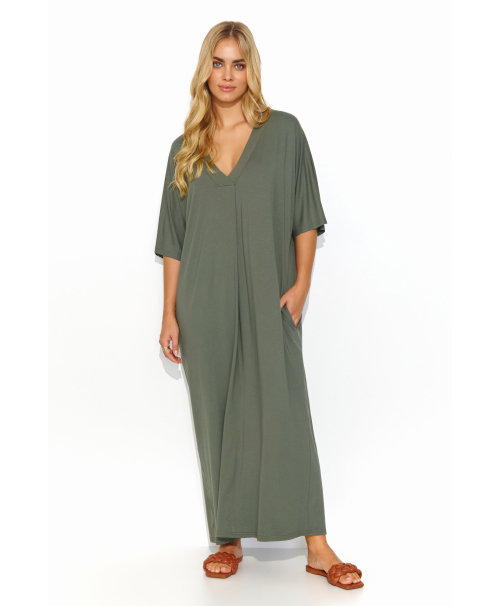 Gara oversize kleita no viskozes haki M820