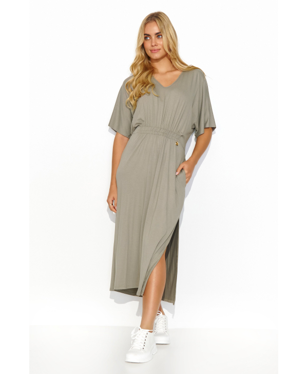 Brīva midi kleita taupe M822