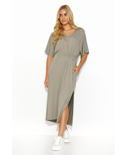 Laisva midi suknelė taupe M822
