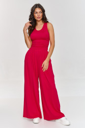 komplektas viskozinis - topas ir placios kelnes malinowy M871