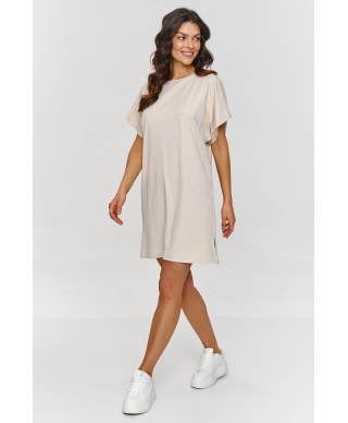 suknele BASIC su krótkim rękawem sviesus beż M875