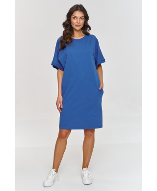 suknele su krótkimi, szerokimi rękawami indygo M864