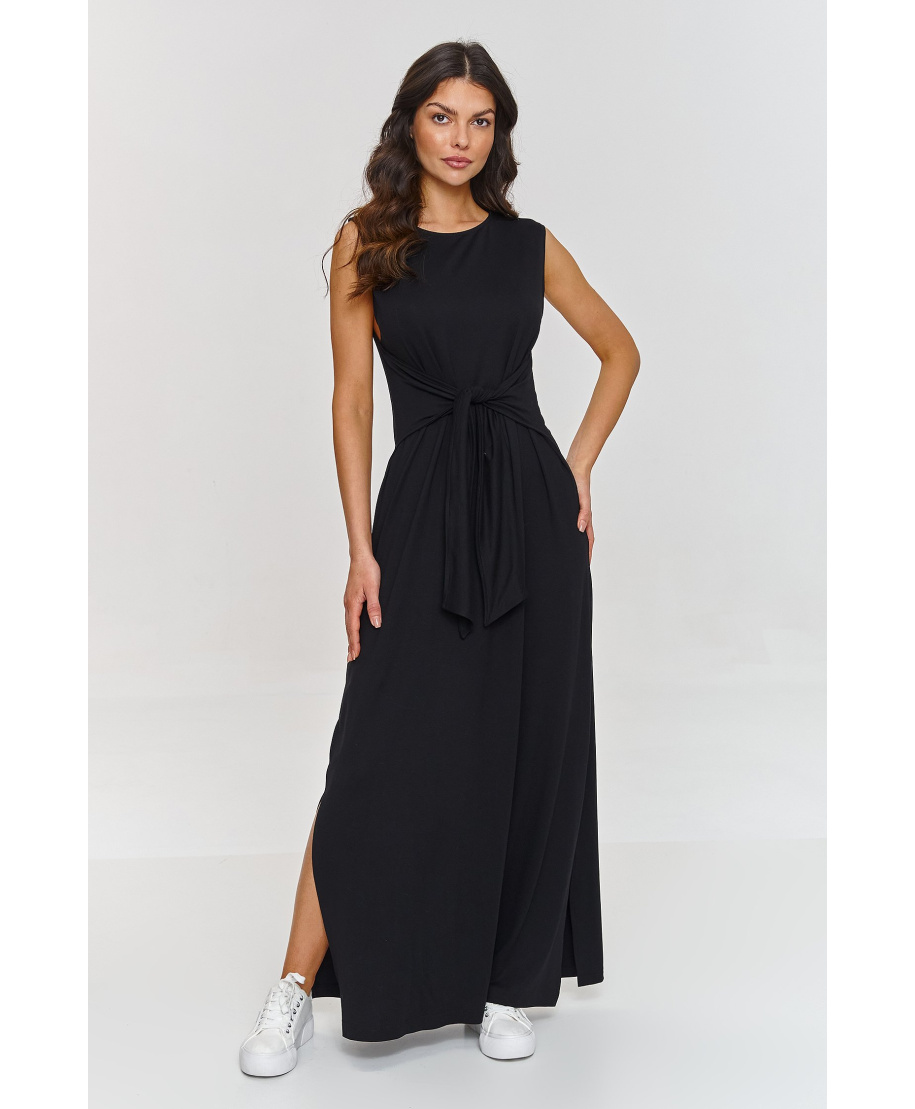 suknele maxi su risimu per liemeni juoda M873