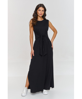 suknele maxi su risimu per liemeni juoda M873