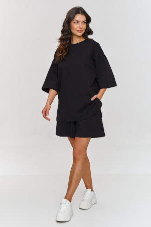 Dresowy komplektas su t-shirtem ir szortami juodas M870