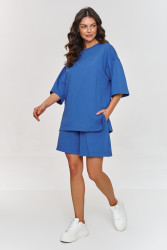 Dresowy komplektas su t-shirtem ir szortami indygo M870