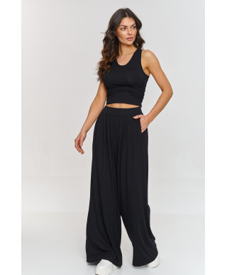 Viskozes komplekts – Tops un platas bikses melns M871