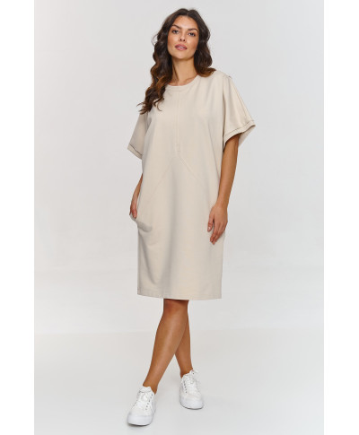 suknele su krótkimi, szerokimi rękawami sviesus beż M864