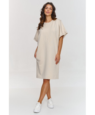 suknele su krótkimi, szerokimi rękawami sviesus beż M864