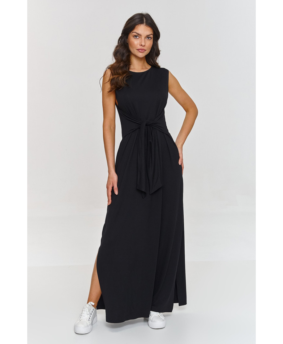 suknele maxi su risimu per liemeni juoda M873