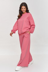 Oversizowy komplektas su szerokimi spodniami sviesiai rozine M863