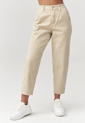 Jeansy mom fit su wysokim stanem beżowe C31