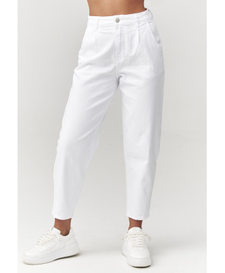 Jeansy mom fit su wysokim stanem białe C31