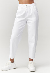 Jeansy mom fit su wysokim stanem białe C31