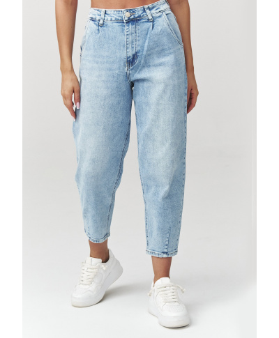 Džinsai mom fit aukštu liemeniu denim C31