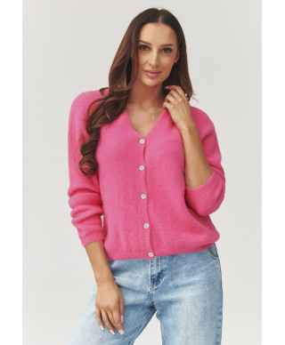Džemperis sieviešu ar pogām bēbju rozā krāsā C38