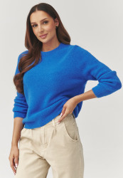 Miękki megztinis moteriskas su okrągłym iskirpte blue jeans C40