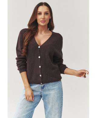 Džemperis sievietēm ar pogām šokolādes krāsā C38