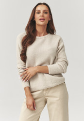Miękki megztinis moteriskas su okrągłym iskirpte sviesus beż C40