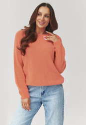 Miękki megztinis moteriskas su okrągłym iskirpte koralowy C40