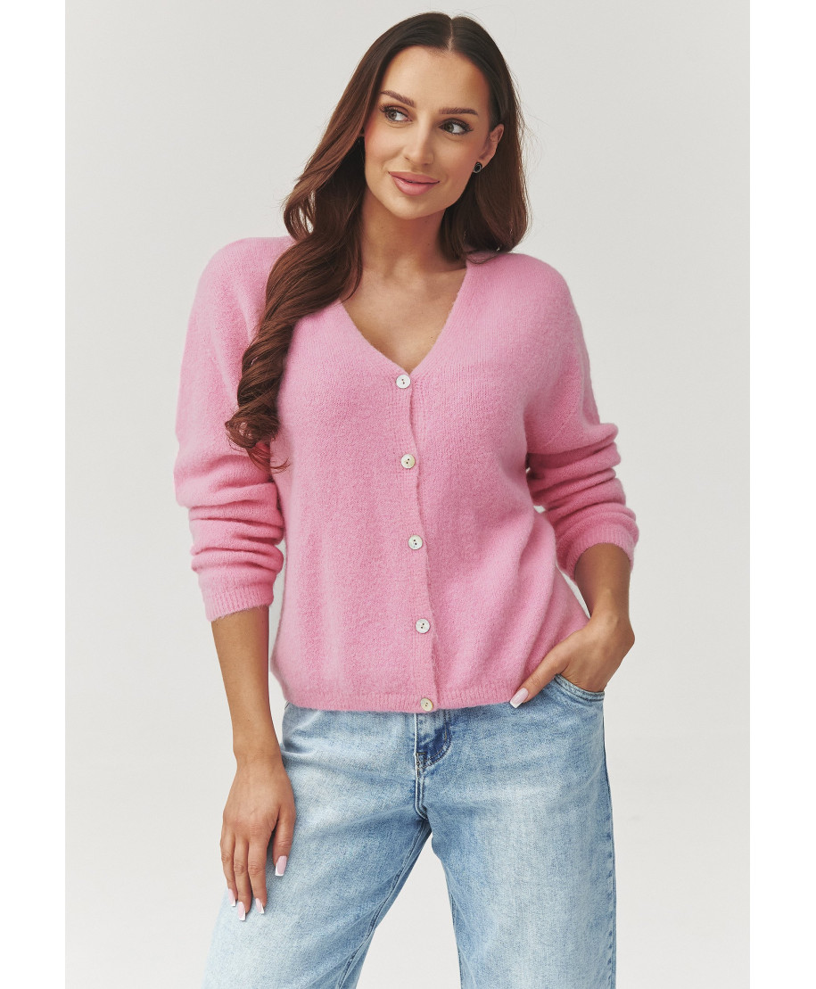 Megztinis moterims su sagomis pudros rožinės spalvos C38