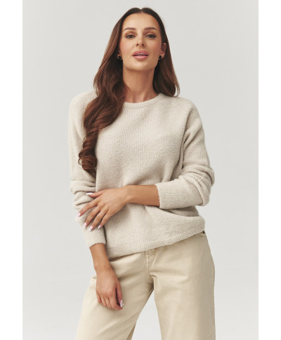 Miękki megztinis moteriskas su okrągłym iskirpte sviesus beż C40