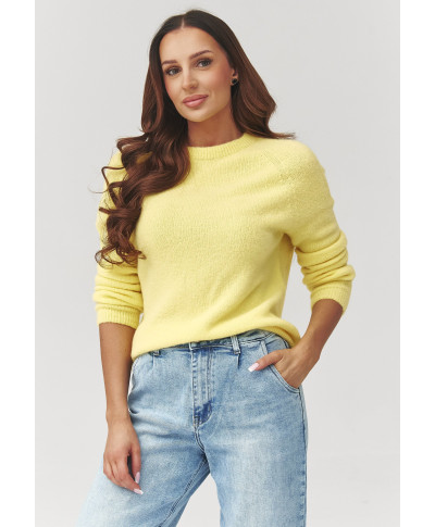 Miękki megztinis moteriskas su okrągłym iskirpte geltonas C40