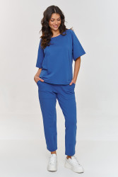 Dresowy komplektas su luźną bluzką ir klasycznymi spodniami indygo M865