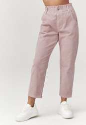 kelnes sztruksowe su wysokim stanem pudrinis róż C33