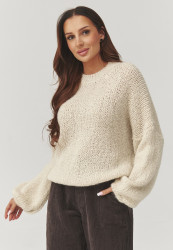 megztinis moteriskas oversize sviesus beż C37