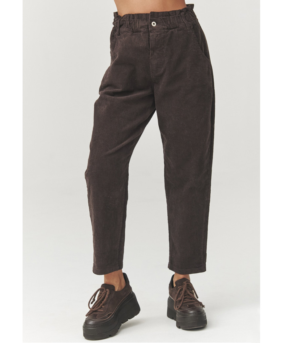 kelnes sztruksowe su wysokim stanem czekoladowe C33