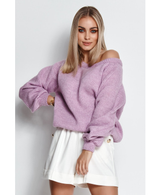 Džemperis sieviešu uzvelkams caur galvu ar savelkamu auklu lillā S114