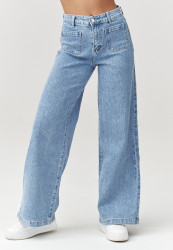 Jeansowe kelnes damskie su szeroką nogawką denim C32