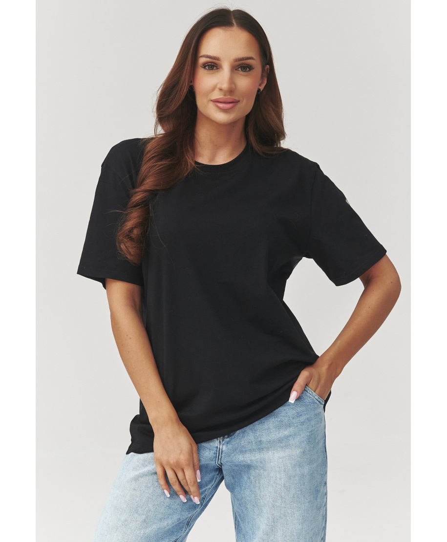 klasikinis t-shirt moteriskas juodas C41