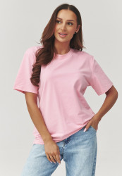 klasikinis t-shirt moteriskas pudrinis róż C41