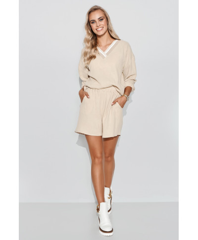 elegantiskas komplektas su ozdobną taśmą sviesus beż M869