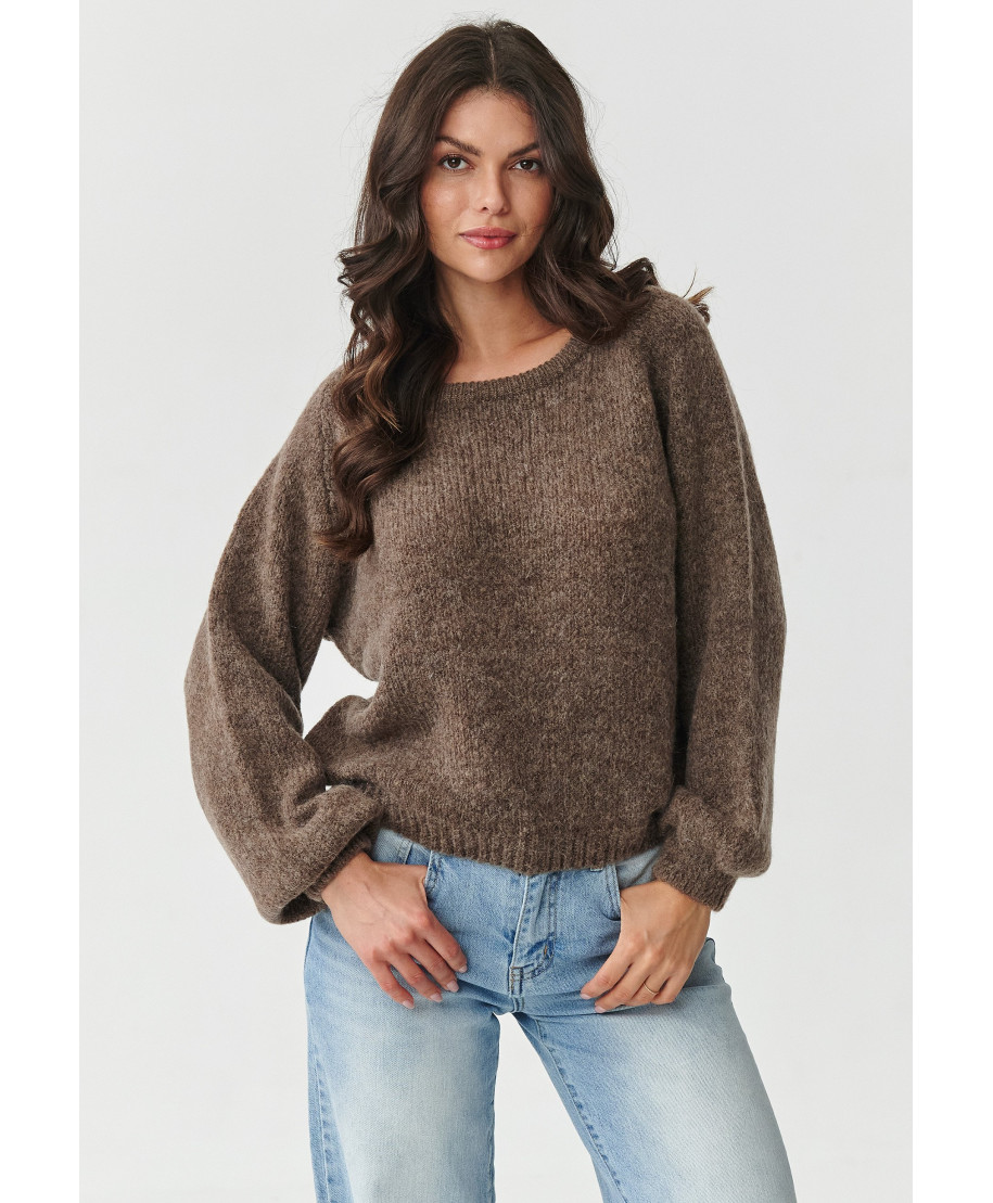 klasikinis megztinis moteriskas su kid mohero priedu ir vilnos moka S168