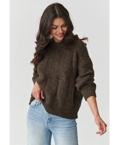 Trumpas megztinis su kid moheriu ir vilna žemės rudos spalvos S169